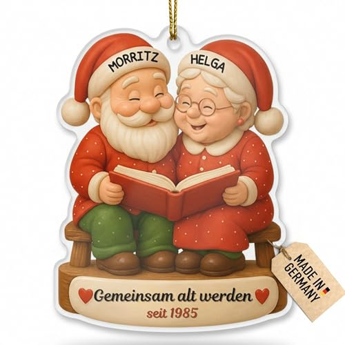 Customdo Ornament mit bedrucktem Foto Personalisierung für Weihnachtsbaum - Individuelle Weihnachtskugel Gemeinsam alt Werden Deko selbst gestalten - Weihnachtsschmuck Anhänger Buch lesen Kugel