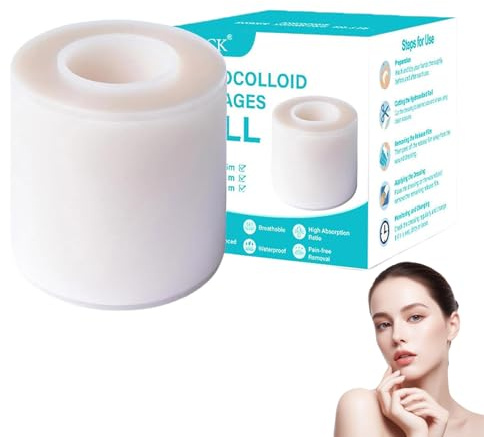 Hydrokolloid Pflaster Rolle, Grade Hydrocolloid Roll, Selbstklebender Wasserfestes Hydrokolloid Wundpflaster, Atmungsaktive & Hautfreundlich Wundauflagen Hydrocolloid Roll 2M (1 Stück)