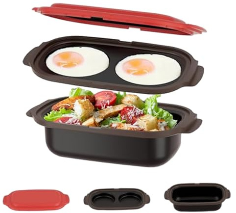 Mikrowellen-Eierkocher und Mikrowellen-Grillpfanne mit Deckel, antihaftbeschichtetes Kochgeschirr zum Grillen, Bräunen und Knusprigen von Gemüse, Sandwiches Fleisch