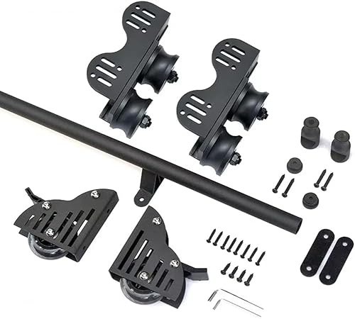 Wujgbnhg Sliding Rail Track Hardware Kit Retractable(No Ladder), Library Sliding Ladder Hardware Kit,for Library/Loft/Office/Home for Easy Access and Storage,Heavy Duty Steel Round Tube