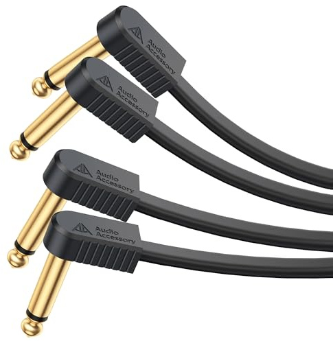 AA AUDIO ACCESSORY Kevlar-Verstärkte Patchkabel Gitarre 30 cm 2 Stück, Langlebig, Rauschfrei Vierfach Geschirmt, Vergoldete Flachband Gitarren Patchkabel für BOSS, MXR, EBS, Behringer Pedale