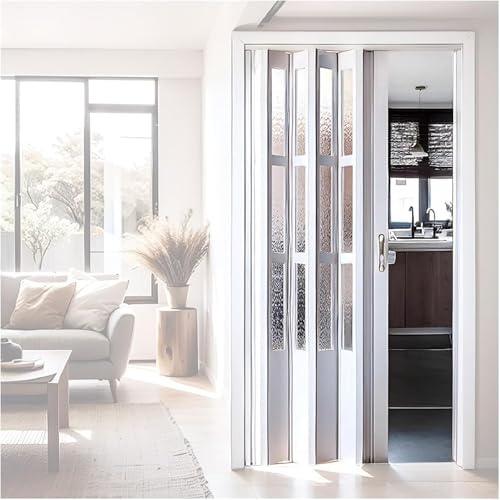 AVLLSO Porte Placard Pliante 200 210 220cm Hauteur Porte d'accordéon en Aluminium Blanc, Porte de Patio Pliante/Porte de Douche rétractable pour Cuisine/buanderie/Couloir(59x83in/150x210cm)