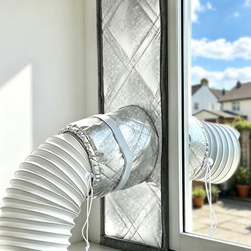 Aozzy 180CM joint de fenetre pour climatiseur mobile-3 couches épaissies alu,coton Oxford100%étanche,isolant thermique,taille réglable,anti-échange d'air pour fenêtre coulissante horizontale/verticale