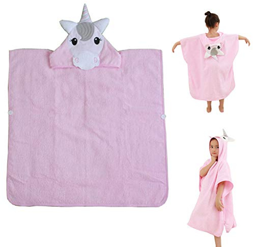 Kinder Kapuzenhandtuch Einhorn Baby Handtuch für Baby Mädchen Große und weiche Baumwolle Baby Handtücher für Baby 1-6 Jahre Rosa