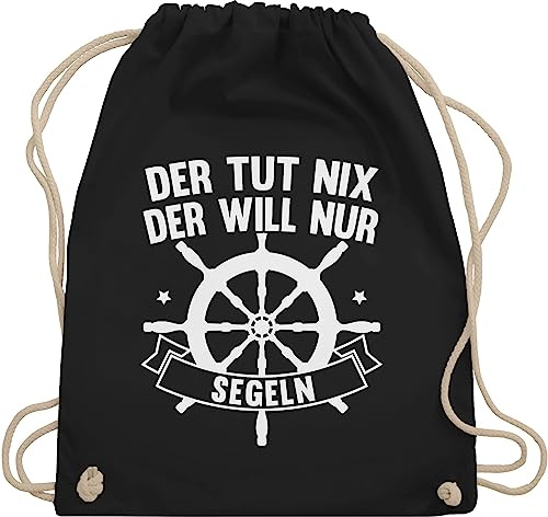 Turnbeutel Rucksack - Sprüche Statement mit Spruch - Der tut nix der will nur segeln - Unisize - Schwarz - geschenke für segler kinderturnbeutel sprueche segel beutel geschenk sport tasche kinder