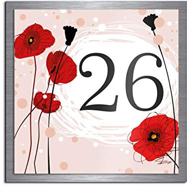 Premium Designer Hausnummer mit UV Druck und Montage Set - 22x22 cm - Familien-Haus Bedruckte Hausnummern mit Straßen Straßennamen für die Haustür Ferienhaus…