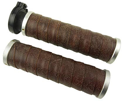 YBSM Universal 22mm CNC Vintage Motorrad Griff Bargriffe Mit Retro Leder Vintage Cafe Racer Lenker Griff (Color : A-2)