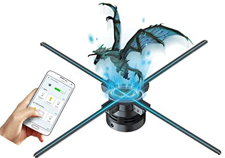 3DHologramFan,39.4Missyou 3D Holographic Projector Holographic Christmas Tree Advertising Display with Remote,Bluetooth,Splicing,1500+ Video Library for Business Store Signs,Bar,Casino,Party