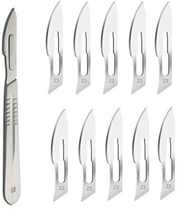 ABMRO Skalpellklingen #23 mit einem #4 Skalpellgriff – steriles Rasiermesser mit einer Klinge für Dermaplaning, Dissektion, Podologie, professionelle Pflege, Akneentfernung, Handy-Reparatur