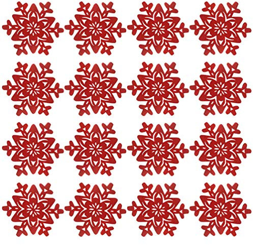 Yardwe 16 Stücke Weihnachten Filz Untersetzer Schneeflocken Glasuntersetzer Tischuntersetzer Getränkeuntersetzer für Küche Getränke Tassen Winter Weihnachten Dekoration Tischdeko