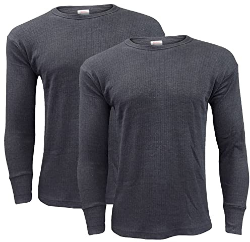 Gaffer 2 Pack Mens Thermal Top Long Sleeve T Shirt Warm Underwear Baselayer Thermals Winter Ski Wear CHC L