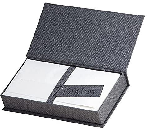 Rössler Bütten Karten mit Umschlag | Büttenpapier DL | Briefpapier Set | 15 Karten DIN lang |15 Briefumschläge DIN lang | 1 Stück | Papier in Weiß