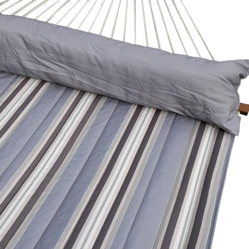 hoplo holzenplotz Stabhängematte gesteppt beige mit Kissen - gefüttert Olefin grau