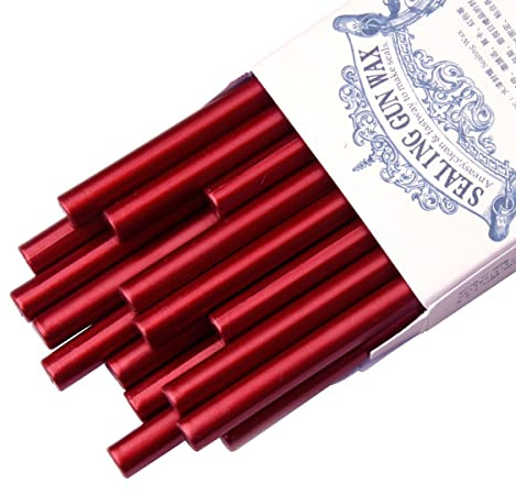 16 Pieces Glue Gun Sealing Wax Sticks in Metallic Red for Mini Glue Gun, Great Decor for Letter, Wedding Invitations, Cards Envelopes, Snail Mails, Wine Packages, Gift Wrapping
