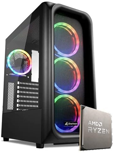 EMCA4 Computer Gaming PC Assemblato Ryzen 5 5600 - RTX 4060 8GB - M.2 1TB nvme - Ram 16GB DDR4 3200Mhz - ARGB - Windows 11