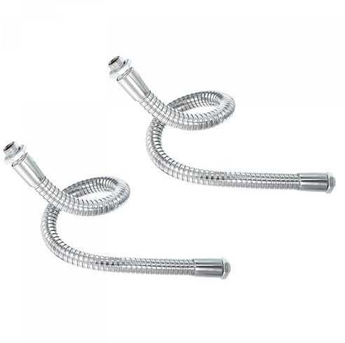 PATIKIL 11.8 Universal Gooseneck Hose, 2Pcs M10/M8 Fine Thread 10mm Metal Bendable Flexible Arm Gooseneck Tube Extension for Multifunction DIY, Silver Tone