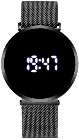 RORIOS Relojes Hombres Reloj Digital de Cuarzo con Correa en Acero Inoxidable Electrónico Relojes de Pulsera Luminoso Reloj para Hombre(Negro)
