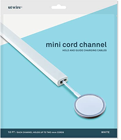 Mini Cord Channel Slim Cord Raceway for Desk and Wall, Charging Cables, Paintable Off-White, 10-FT, Self-Adhesive