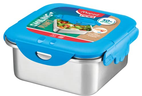 Maped Picnik Concept Bambini - Lunch Box in Acciaio Inox - Lunch Box per Bambini - Impermeabile - Design figurativo - Base in Acciaio Inox - Coperchio 50% Riciclato - Grande capacità 1 L