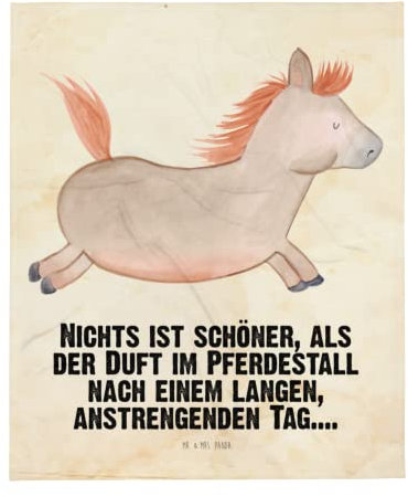 Mr. & Mrs. Panda Sofadecke Pferd Springen - Geschenk, Fleecedecke, Pferdestall, Dekoration, Pony, Pferde, Reiten, Bauernhof, Tagesdecke, Gemütlich, Stall