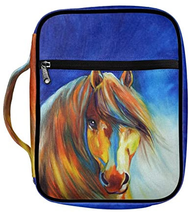 Howilath Aquarell-Pferd-Bibelbox, Kirche, Bibelschutz, tragbare Bibelabdeckung, langlebige Bibeltragetasche für Erwachsene