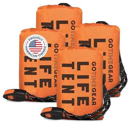 Go Time Gear Rettungszelt Notfall Überlebensunterstand - 2 Personen Notfallzelt - Verwendung als Überlebenszelt, Notunterkunft, Schlauchzelt, Survival Tarp, inklusive Survival Whistle & Paracord