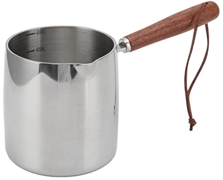 450ML Stainless Steel Warmer Turkish Coffee Pot Milk Pan Pot for Heating Milk Making Syrup Melting Cheese Caramel and Chocolate