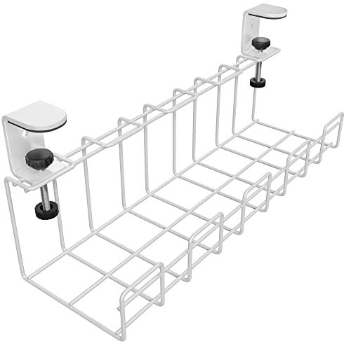Canalina per cavi da scrivania bloccabile per l'ordine sul posto di lavoro – gestione dei cavi, caricabatterie e prese multiple senza attrezzi (M, metallo bianco) KD Essentials