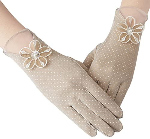Jorzer UV Sun Protection Gloves Sunblock Gloves Full Finger Gloves Driving Gloves Summer Outdoor Sun Gloves for Women Cycling Sports 1Pair Khaki