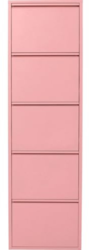 Kare Design Schuhschrank Caruso, Rosa, 5 Klappen, Stahl, 170 cm hoch | bis 10 kg belastbar, für 10 Paar Schuhe, Wandmontage, Schuhkipper, Schuhregal, Schuhkommode, flach, platzsparend, Stahl, Flur