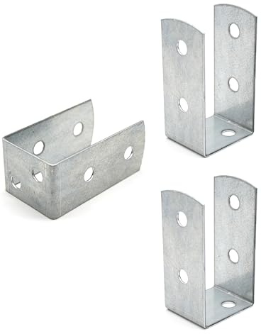DOJA Barcelona | U Pfostenträger | 2er-Pack | U-Pfostenträger für Holzpfosten | 61x45x100mm | Stärke 2mm | Zink verzinkt | Holz Pfostenträger für Wandverankerungen, Gartenlauben, Zaunpfosten...