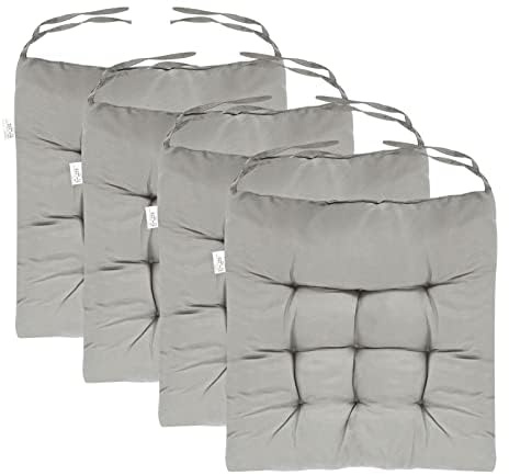 Holdfiturn Seat Pads for Dining Chair 40x40cm Garden Chair Cushions with Ties Comfortable Washable Square Seat Pad for Garden Kitchen Dining Outdoor Office Classroom (8Pcs Grey)
