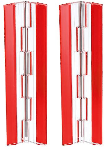 sourcing map 2Pcs Acrylic Hinges, 150x45mm Self-Adhesive Clear Hinge with Stainless Steel Shaft Continuous Piano Hinges for Cabinet Drawer Display Stand