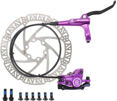MTB-Set Mit Hydraulischen Scheibenbremsen Vorne Rechts 2-Kolben-Zwei-Wege-Hydraulikbremsen 3-Finger-Bremshebel Aus Aluminiumlegierung Mit 800-mm-Vorderschlauch Und 160-mm-Rotor ( Color : Purple )