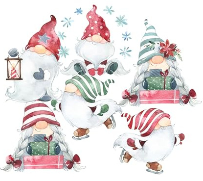 wolga-kreativ Aufkleber Sticker Geschenkaufkleber Weihnachten Advent Weihnachtssticker Etiketten 4 Blätter Winterzwerge selbstklebend für Geschenke