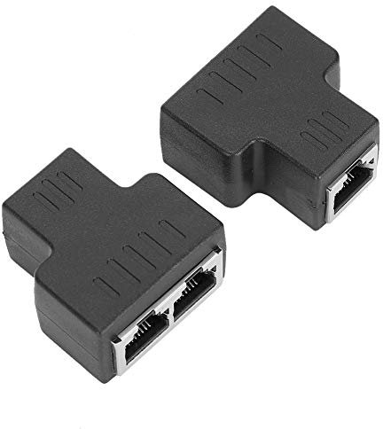 ciciglow Adaptador de Cable Ethernet Divisor de Red de Conector LAN RJ45 de 1 Entrada y 2 Salidas, Extensor de Cable para Cable de Internet, Compatible con ADSL, Conmutadores, (Black)
