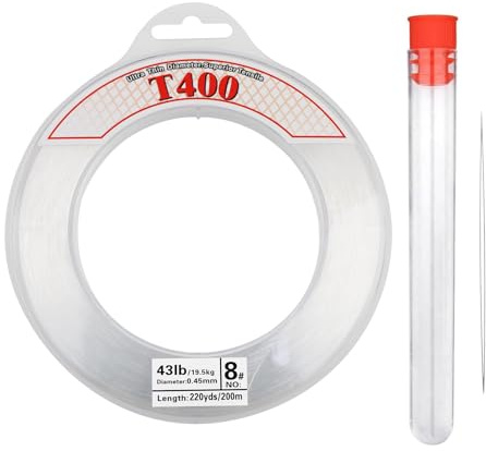 200m klarer Nylonfaden 0,45mm Angelschnur Polyamidfaden Starker Nylondraht Transparente Schnur zum Aufhängen von Ornamenten, Schmuckherstellung, Nähgarn Durchsichtig Perlenfaden, Tragkraft 18kg
