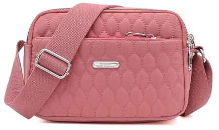 YANAIER Damen Umhängetasche Kleine Leichte Handy Schultertasche Rosa-2 | mit Vielen Fächern, Kleine Tasche Stepptasche Frauen GeldböRse Brieftasche Mode Damentaschen