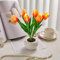 TWSOUL Luce notturna a tulipano, con vaso in ceramica, lampada a tulipano, luci da tavolo a LED, per casa, soggiorno, desktop, regali per amici (arancione)