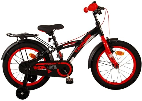 Volare Thombike Kinderfahrrad - Jungen - 16 Zoll - Schwarz Rot - Zweihandbremsen