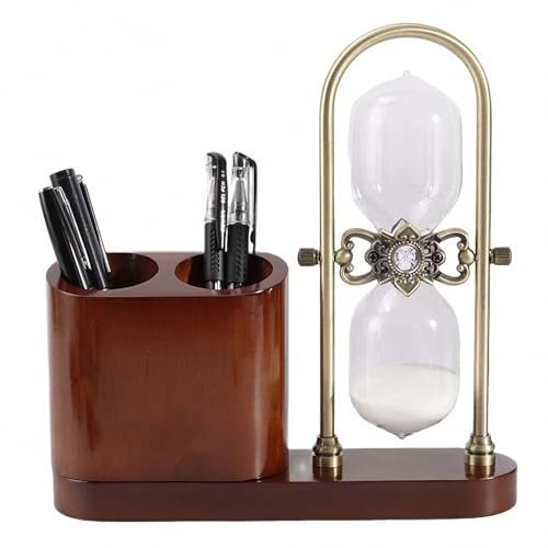 MAOTN Kreativer Holz-Stifthalter für Arbeitszimmer, Büro, Sanduhr, Dekoration, Ornamente, multifunktionales, modernes, einfaches Heim-Desktop, 30-Minuten-Sanduhr, Bastelgeschenk,Style,30min