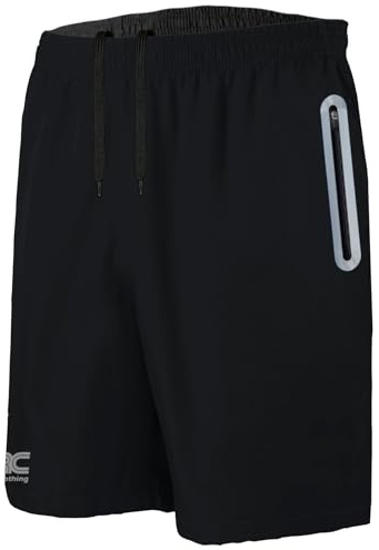 JRC Just Royal Clothing Mens Running Shorts with 2 Zip Pockets, Lightweight Shorts for Workout & Gym (Black, L)