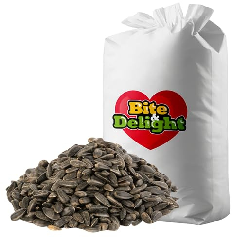 Bite & Delight - Graines de Tournesol Noires pour Oiseaux 20 kg - Nourriture Hivernale et Toute l'Année - Idéale pour Petits Oiseaux - Source d'Énergie pour Été et Hiver