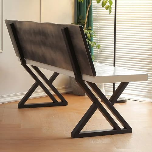 HEONITURE 40,6 cm Metall-Bankbeine, Rückenlehnenhalterung, 2er-Set, ideal für DIY-Projekte mit Metzgerblock-Arbeitsplatten und Holzplattenbänken für drinnen und draußen (Schwarz, 40,6 x 45 cm)