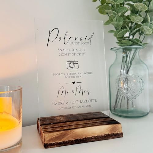Personalised Photo Guest Book Wedding Sign, Contemporary Snap It Shake It.. Photo Guestbook Decoration, Opaque Acrylic Wedding Sign