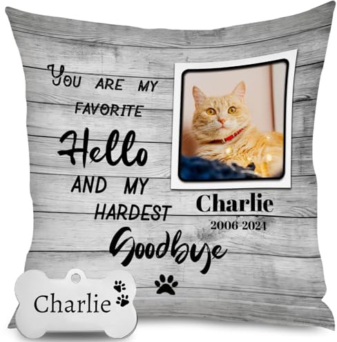 Guerity Customized Dog Cat Name Photo Pillowcase, Personalised Pillow Cushion Cover, Personalised Cushion Cover for Home Sofa Couch, Gifts for Pet Memorial (Pet B)