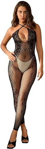 Bommi Fairy Women Bodysuit Shapewear One Piece Bodystocking Stretchy Suspenders Lingerie Outfit Jumpsuit Set Hollow-out Underwear