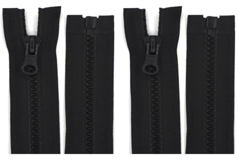 VZU 2 Stück 65 cm Kunstharz Grob Reißverschluss Teilbar Schwarz Reißverschluss für Daunenjacken, Mäntel, Taschen, Schuhe und andere Outdoor-Produkte