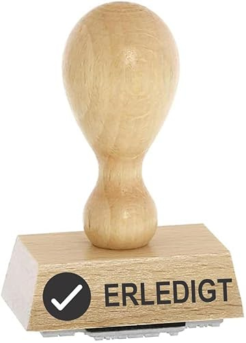 Office-Stempel/Lagertext – ERLEDIGT - von Kaufhaus2010 Buchenholzstempel – Lagertextstempel zur Kennzeichnung von Rechnungen und anderen Dokumenten 4 cm lang