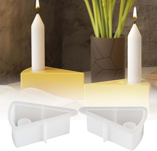 SVOCK 2PCS Silikonform Kerzenhalter, Dreieck und Herz Gießformen, Silikon Weihnachten Gießformen für Bastelarbeiten Gips Kerzen DIY